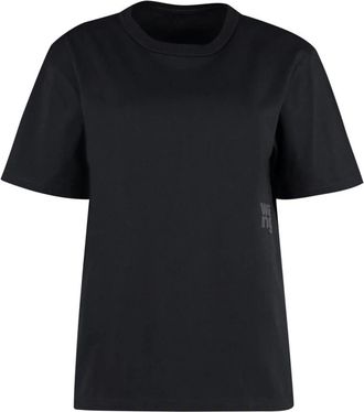 Alexander Wang Logo Graphic Cotton T-Shirt - Dames - T-shirts - Zwart - 2XS - Katoen - Tops