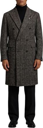Tagliatore Black Peaked Lapel Coat