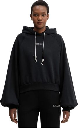 Guess Hoodies & sweatvesten, Dames, Zwart, M, Katoen, Krystal Hoodie