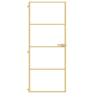 Berkfield Home Interior Door Slim Golden 83x201.5 cm Tempered Glass & Aluminium in Gold