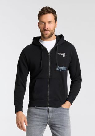 Replay Kapuzensweatjacke REPLAY, Herren, Gr. XXL, schwarz, Sweatware, Obermaterial: 100% Baumwolle, normal, ohne Ausschnitt, angesetztes B&uuml;ndchen, Sweatjacke
