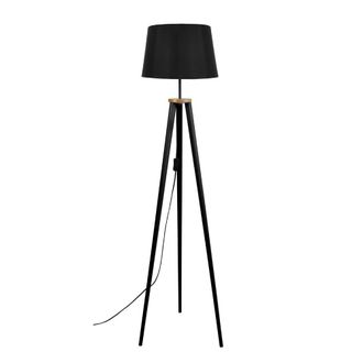 Tosel Lamp&aacute;ra de pie madera Alt.155cm negro ;Pantalla: negro