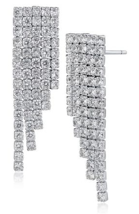 Kenneth Jay Lane Cubic Zirconia Fringe Earrings in Rhodium Plated at Nordstrom