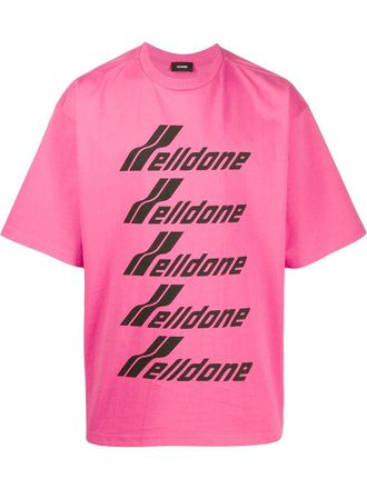 We11done T-shirt oversize con stampa - Rosa