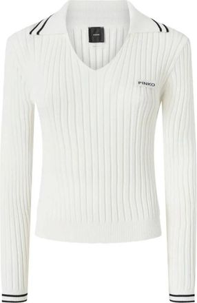 Pinko Linosa Polo - Dames - V-hals truien - Wit - L - Truien & Vesten