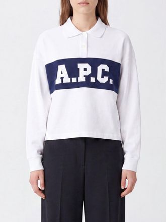 A.P.C. A. P.C. Polo in cotone a maniche lunghe con colletto a costine e logo