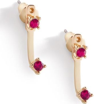 Mint & Lily Birthstone Drop Ear Jacket Earrings in July Ruby at Nordstrom