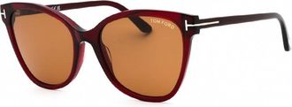 Tom Ford Sunglasses Cat Eye Full Rim, Transparent Light Brown Frame And Brown Mirror Lens Ft0844Ani45G