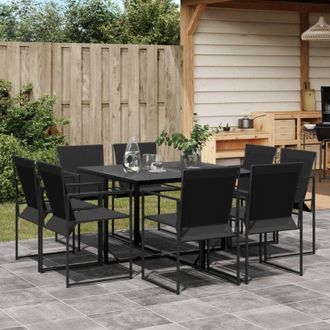 vidaXL Juego De Comedor Para Jard&iacute;n 9 Piezas Textilene Negro Vidaxl