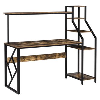 HOMCOM Computer Desk with Shelves Home Office Study Table with 6 Tier Storage Industrial Workstation for Small Rustic Spaces - Home Living | TJ Hughes