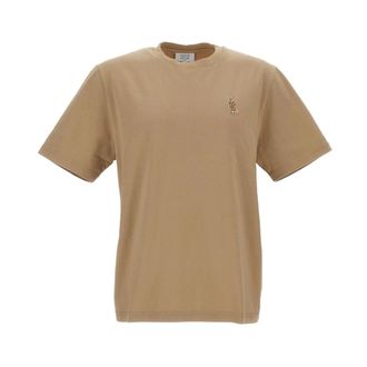 Maison Kitsun&eacute; T-Shirts, male, Beige, Size: M Dressed Fox T-shirt