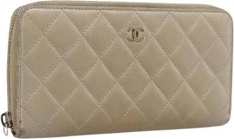 Chanel Pre-owned Vintage Long Wallet - Dames - Vintage Accessoires - Beige - ONE Size - Leer - Vintage