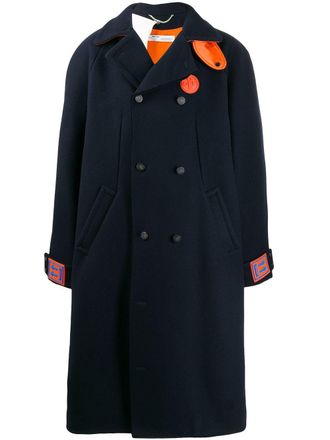 Off-white Cappotto midi doppiopetto - Blu