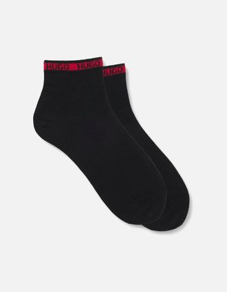HUGO BOSS Mens 2 Pack of Logo Tape Socks - Black - Size: 6/5.5/7/6.5/7.5/8