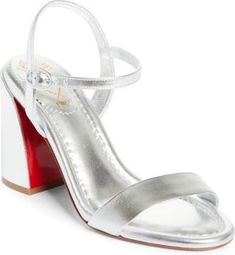 Christian Louboutin Miss Jane Sandal in Silver/Silver at Nordstrom, Size 10.5Us