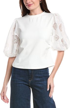 Gracia Puffed Cut Work Lace Design Sleeve Top