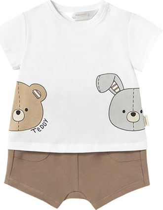 MAYORAL Teddy Muffin Shorts Set in Brown at Nordstrom, Size 18M