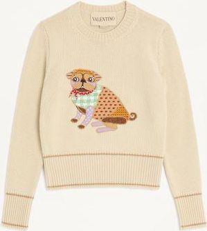 Valentino Maglione Ricamato Le Chien De La Maison Donna BETULLA/MULTICOLOR XL