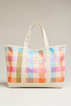 Sunshine Tienda Rainbow Plaid Canvas Tote