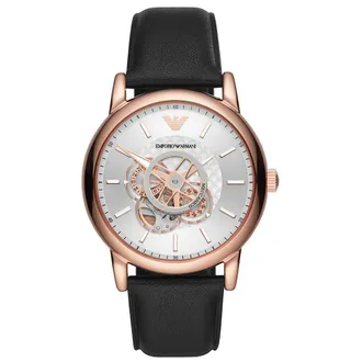 Emporio Armani AR60013 Automatisch Zwart Leer Herenhorloge