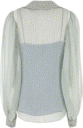 Gucci Womens Printed Chiffon Shirt Multicolor Acetate Silk