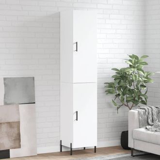 vidaXL Aparador Alto Madera Contrachapada Blanco 34,5x34x180 Cm Vidaxl