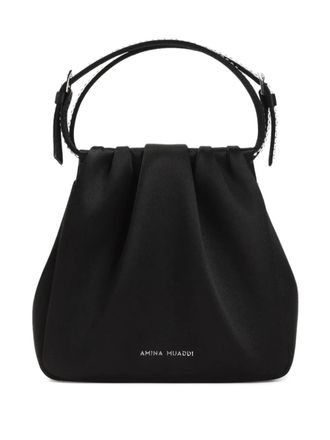 Amina Muaddi gathered tote bag - women - Satin/Crystal - One Size - Black