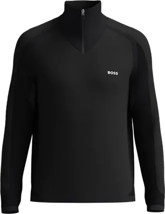 HUGO BOSS Mens Zilnar Half Zip Sweater, Black