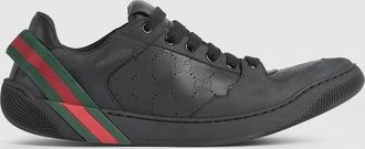 Gucci Mens Screener Sneaker, Black, Leather