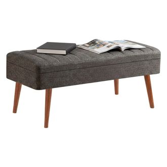 Dmora Dmora - Mesa Alph, Banco Multiusos, Asiento De Invitados, Cofre Multifuncional, 90x39h40 Cm, Nogal Y Antracita, Con Embalaje Reforzado