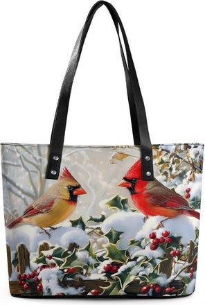 Generic Bird Snowy Red Cardinal Tote Bags for Women Cute Shoulder Purses Handbags