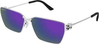 Balenciaga Zonnebril met rechthoekig montuur - unisex - Zonnebrillen - Grijs - 63 MM - Accessoires