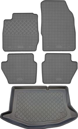 OEM Juego De Alfombrillas De Goma Para Coche Y Alfombrilla Para Maletero Para Ford Fiesta Vi Hatchback (3/5 Puertas) De 10/2008 A 06/2017
