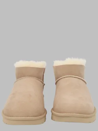 UGG Ultra Mini Bailey Bow Ankle Boots - Beige