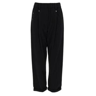 Brunello Cucinelli Rechte broek - Dames - Broeken - Zwart - Maat: 3XL Katoen