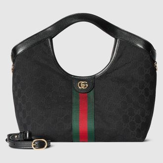 Gucci Giglio Small Tote Bag, Black, GG Canvas