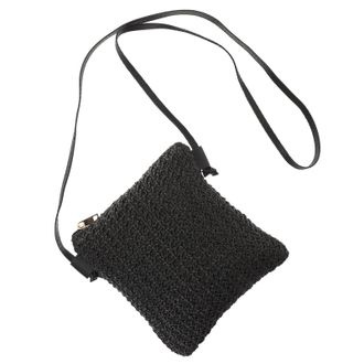 Generic WomenS Black Straw Crossbody Bag Summer Beach Purse Rattan Shoulder Bag Casual Outdoor Handbag