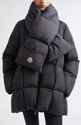 Moncler Down Puffer Scarf in Black at Nordstrom