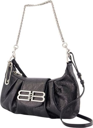 Balenciaga Womens Shoulder Bag Black Lambskin