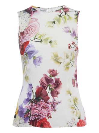 Dolce & Gabbana floral-print sleeveless top - White