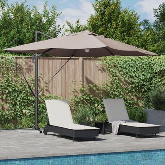 Berkfield Home Cantilever Umbrella - Taupe Taupe Fabric Large Height-Adjustable