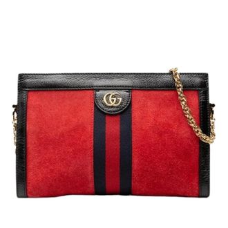 Gucci Pre-owned Cross Body Bags, female, Red, Size: ONE SIZE Pre-owned Suede Crossbody Bag