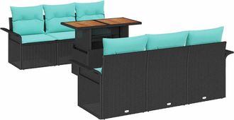 vidaXL Conjunto De Sof&aacute; De Jard&iacute;n 7 Uds. Negro Polirat&aacute;n Vidaxl