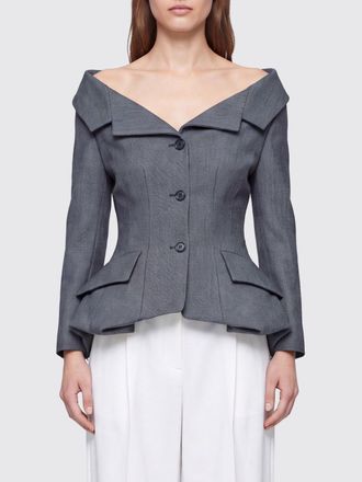 Magda Butrym Cropped Virgin Wool Corset Blazer with Peak Lapels