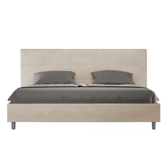 ITYhome Letto Matrimoniale King Size Rivestito In Microfibra - Mika - Dimensione Rete: 180x190 - Colore: Sabbia - Tipologia Letto: Con Rete
