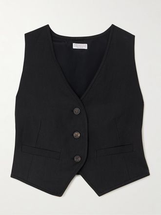 Brunello Cucinelli Gilet In Twill - Nero