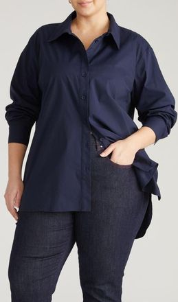 Universal Standard The Artist Poplin Shirt in Navy Blue at Nordstrom, Size Xs
