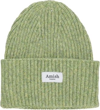 Amish Groene Elastische Beanie Hoed - unisex - Hoeden - Groen - ONE Size - Wol - Accessoires