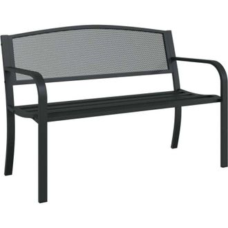 vidaXL Panchina da Giardino 119 cm Nera in Acciaio vidaXL