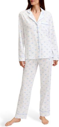 Petite Plume Bows Classic Pima Cotton Pajamas in White at Nordstrom, Size X-Small